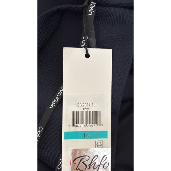 Calvin Klein Womens Scuba Sleeveless Evening Maxi Dress Size 16 Navy Blue New - Picture 9 of 11